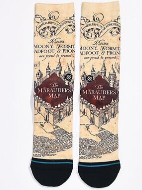 Stance NWT Harry Potter Marauder’s Map Men’s Size 9-13 Large Crew Socks